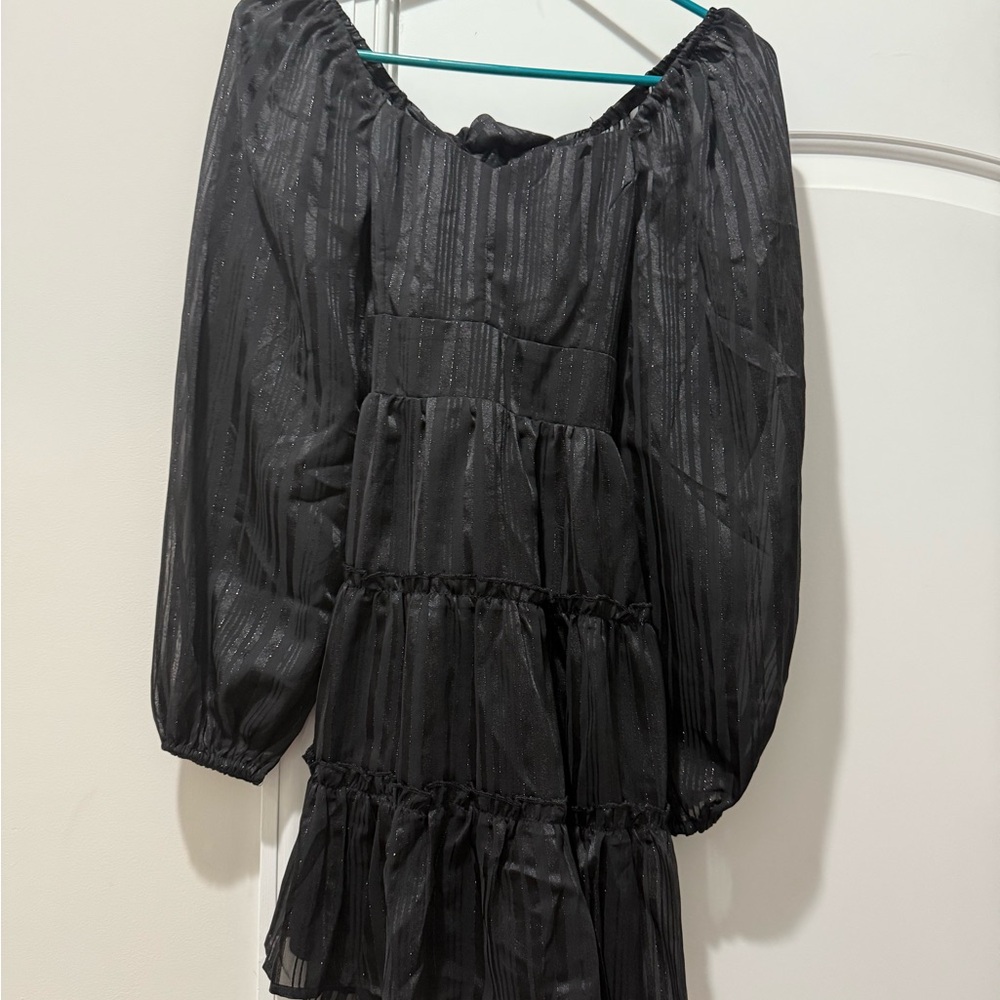 Altar'd State Black Dress with White Label Detail